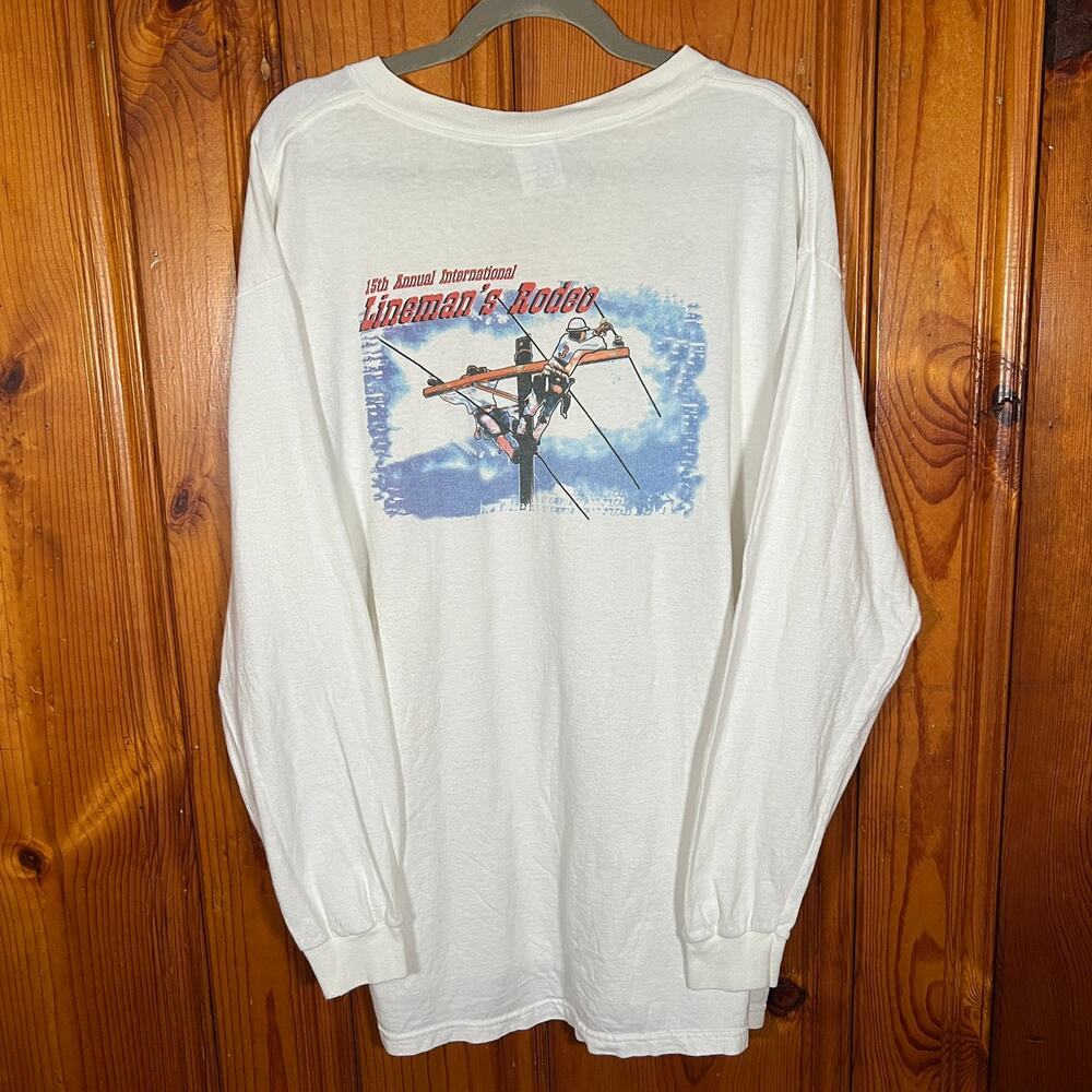 90's Delta XL  Graphic Long Sleeve Tee White Regular